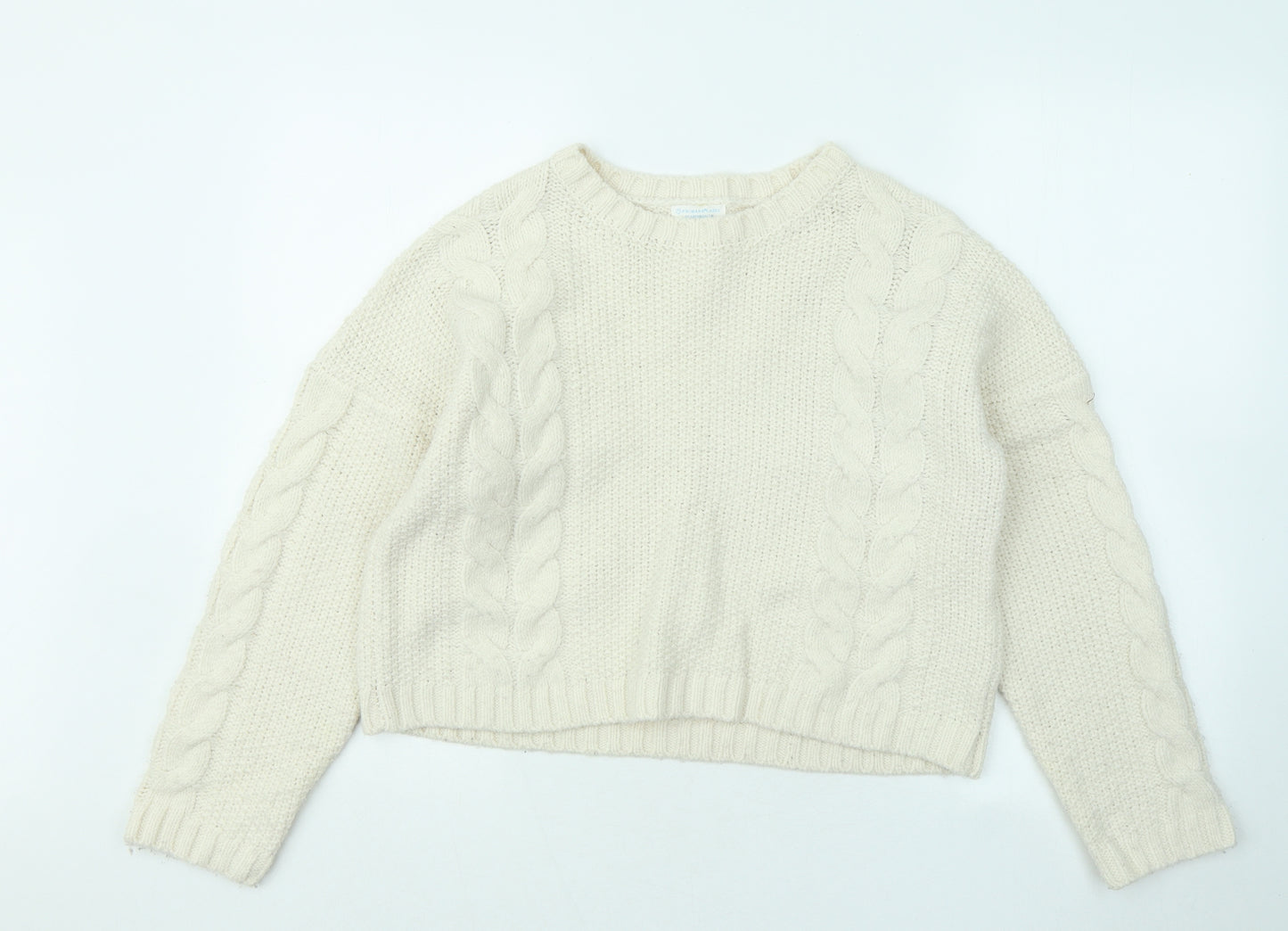Primark Girls Ivory Round Neck Acrylic Pullover Jumper Size 12-13 Years