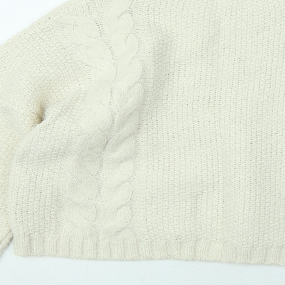 Primark Girls Ivory Round Neck Acrylic Pullover Jumper Size 12-13 Years
