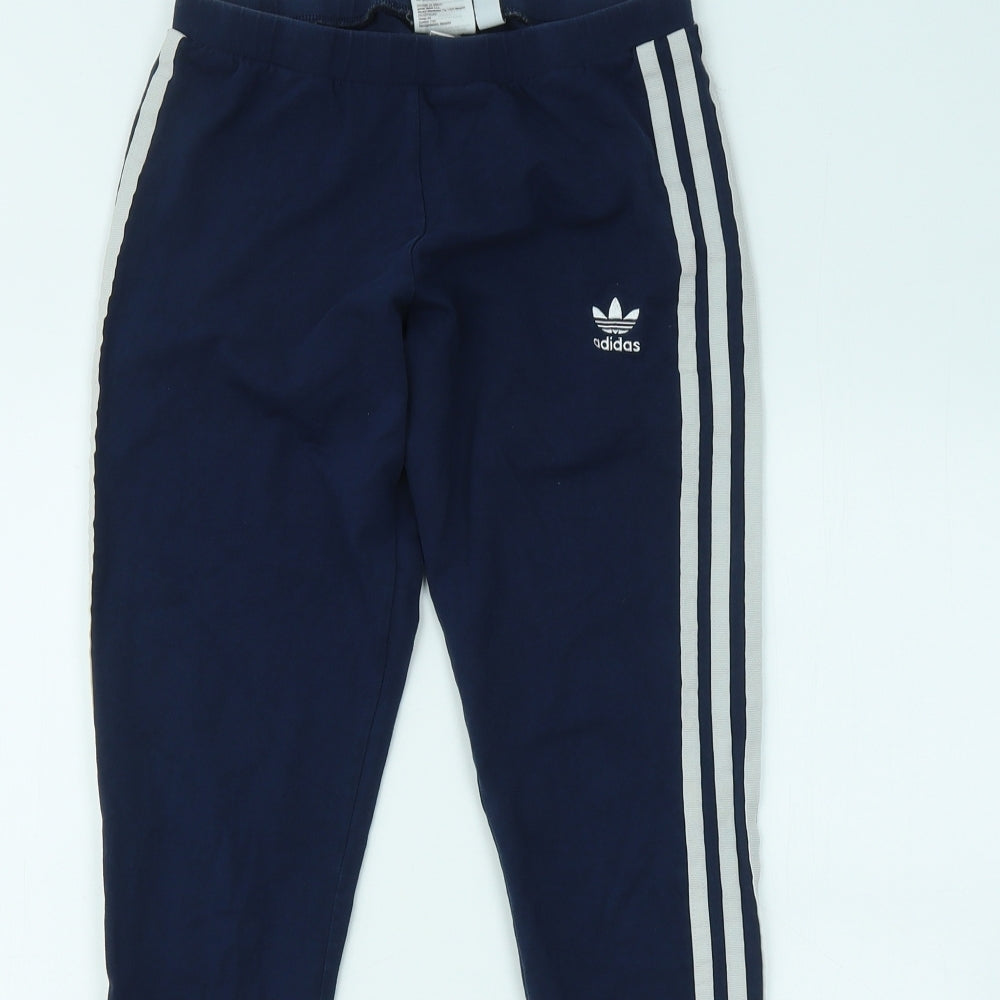 adidas Womens Blue Cotton Jogger Trousers Size 12 L24 in Regular