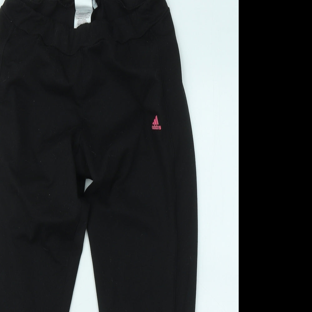 adidas Womens Black Cotton Jogger Trousers Size 12 L24 in Regular
