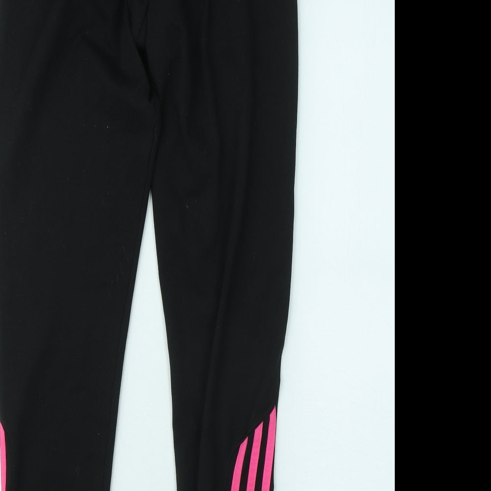 adidas Womens Black Cotton Jogger Trousers Size 12 L24 in Regular