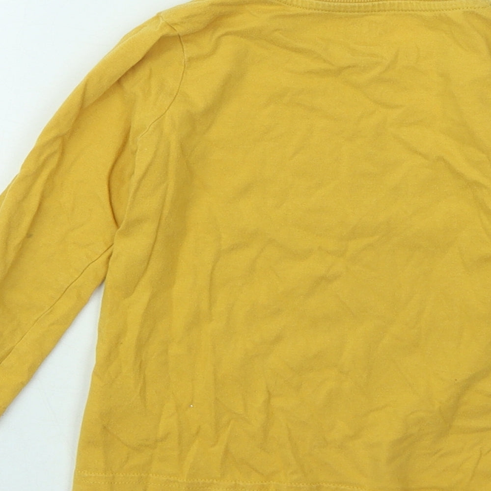 F&F Boys Yellow Cotton Basic T-Shirt Size 3-4 Years Round Neck Pullover - Dinosaur
