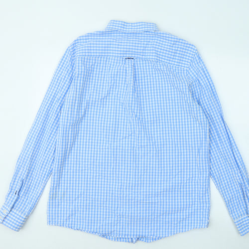 Crew Clothing Mens Blue Plaid Cotton Button-Up Size M Collared Button