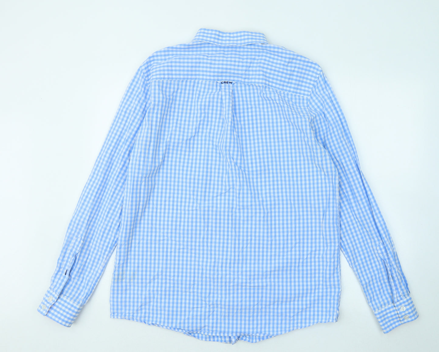 Crew Clothing Mens Blue Plaid Cotton Button-Up Size M Collared Button