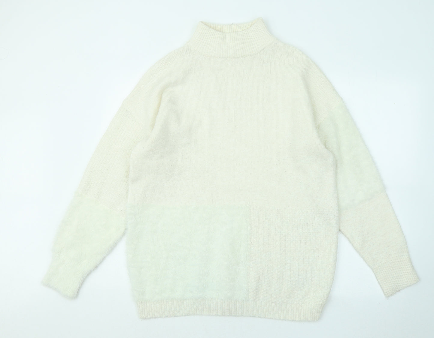 Marks and Spencer Womens Ivory Mock Neck Acrylic Pullover Jumper Size M