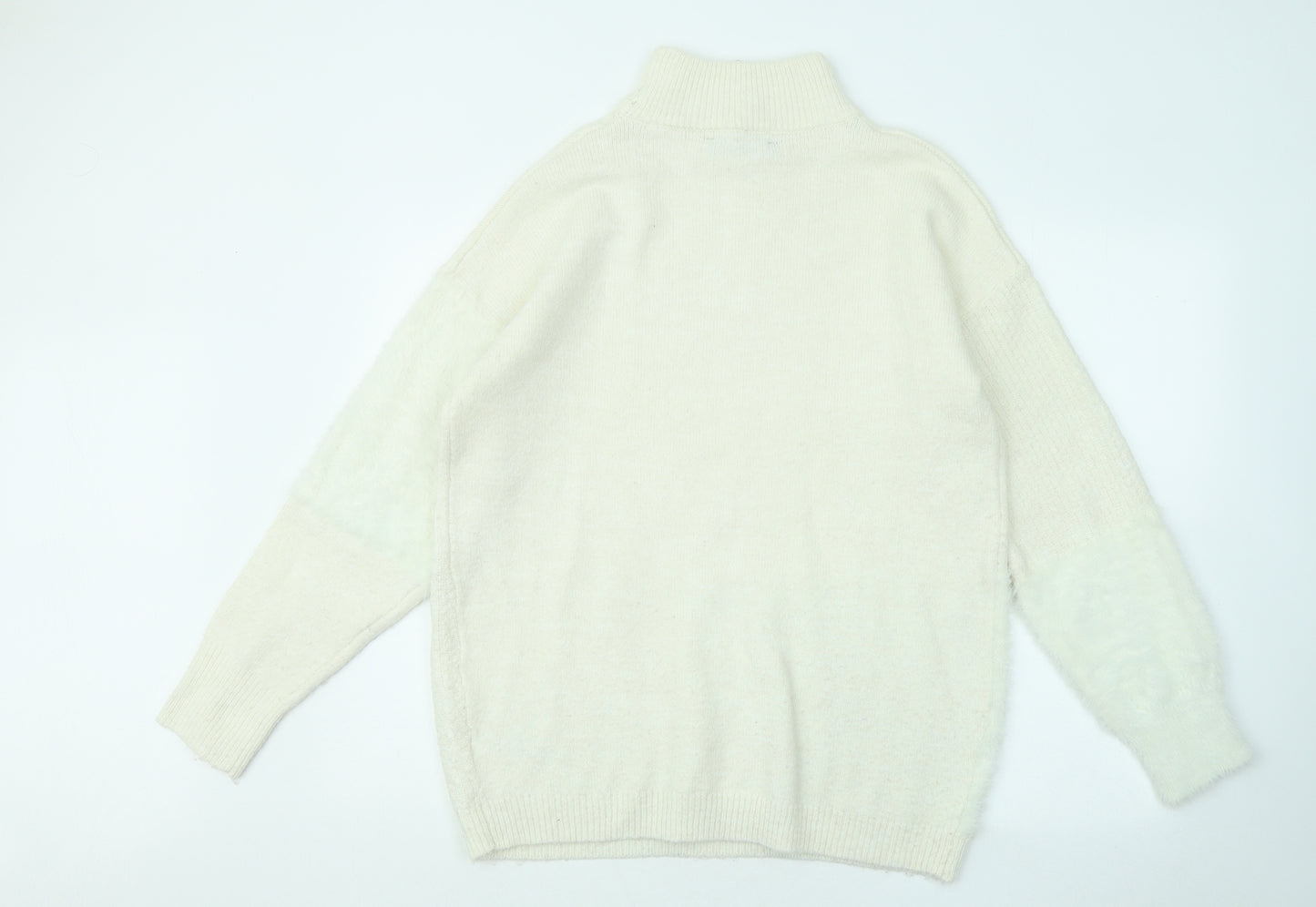 Marks and Spencer Womens Ivory Mock Neck Acrylic Pullover Jumper Size M