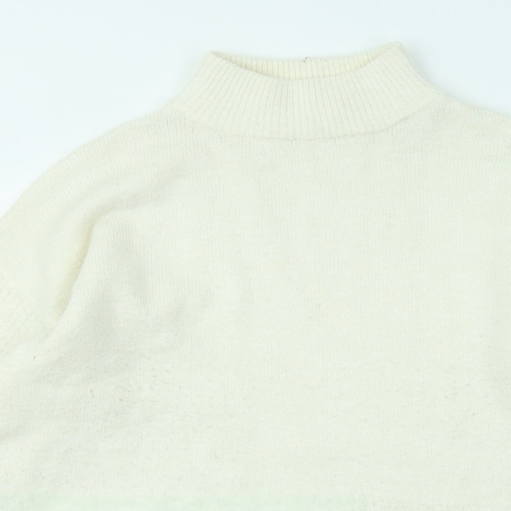 Marks and Spencer Womens Ivory Mock Neck Acrylic Pullover Jumper Size M