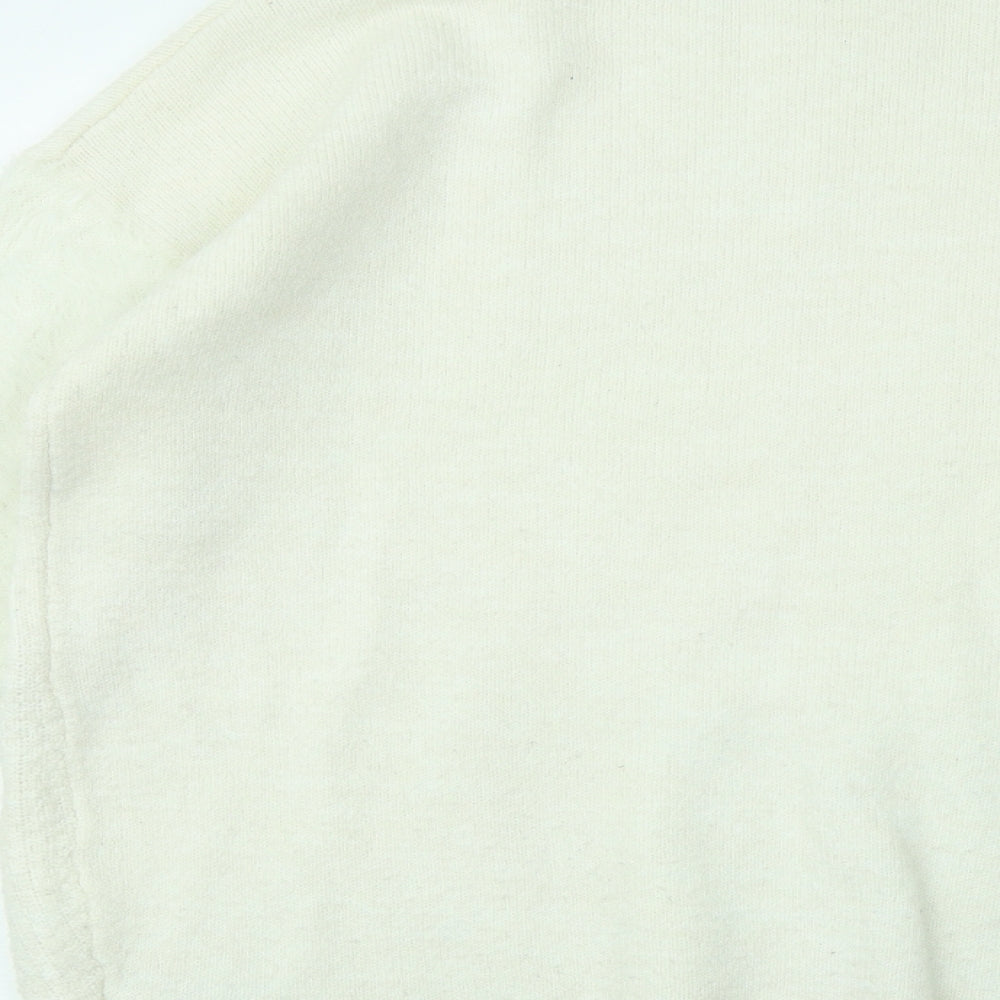 Marks and Spencer Womens Ivory Mock Neck Acrylic Pullover Jumper Size M