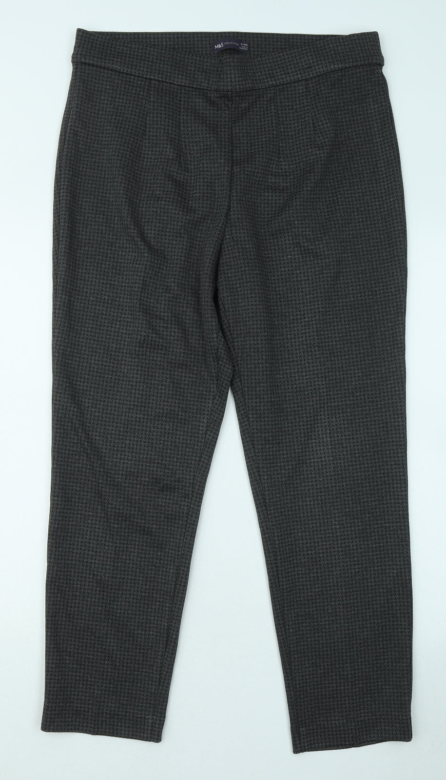 Marks and Spencer Womens Grey Geometric Viscose Jogger Trousers Size 16 L24 in Regular