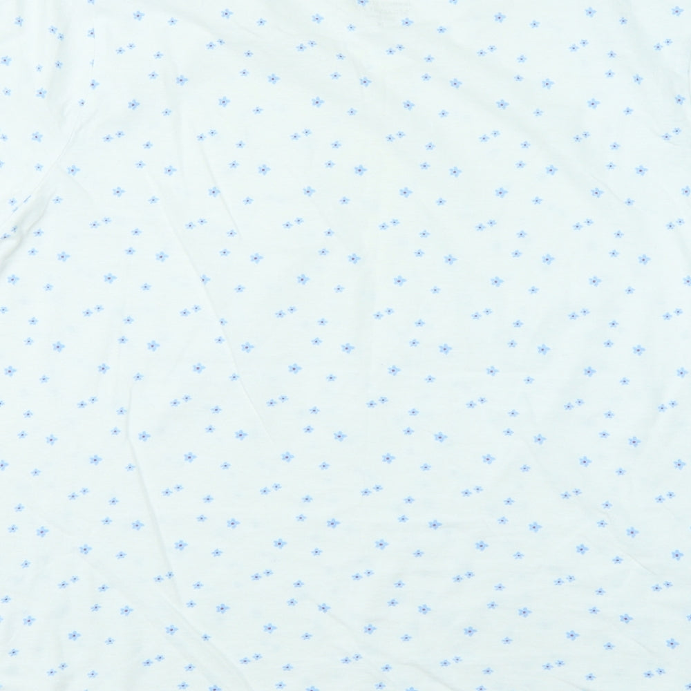 Dunnes Stores Womens White Floral Cotton Basic T-Shirt Size M Round Neck