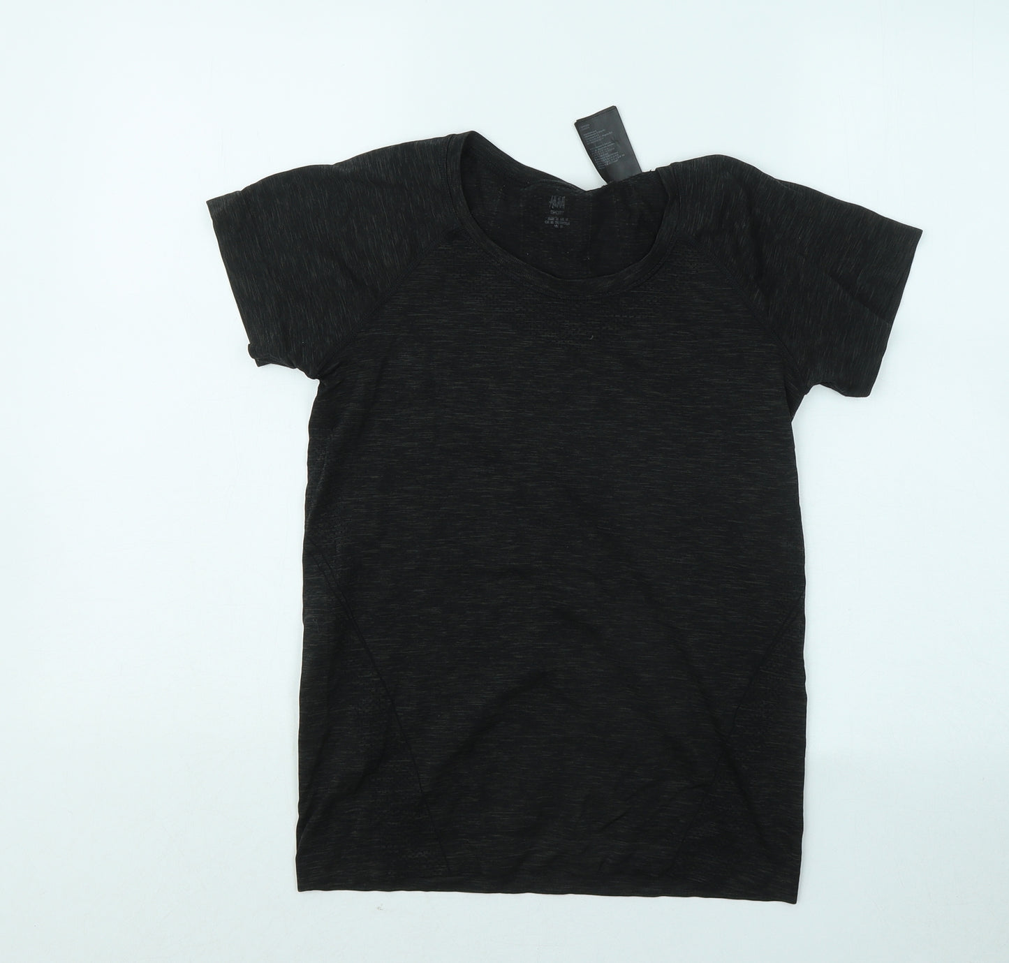 H&M Womens Black Polyester Basic T-Shirt Size M Round Neck