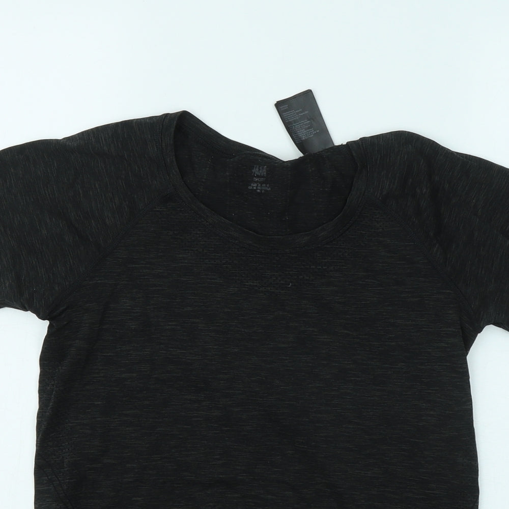 H&M Womens Black Polyester Basic T-Shirt Size M Round Neck