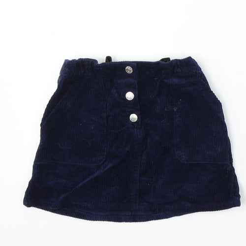 Denim & Co. Girls Blue Cotton A-Line Skirt Size 5-6 Years Regular Snap