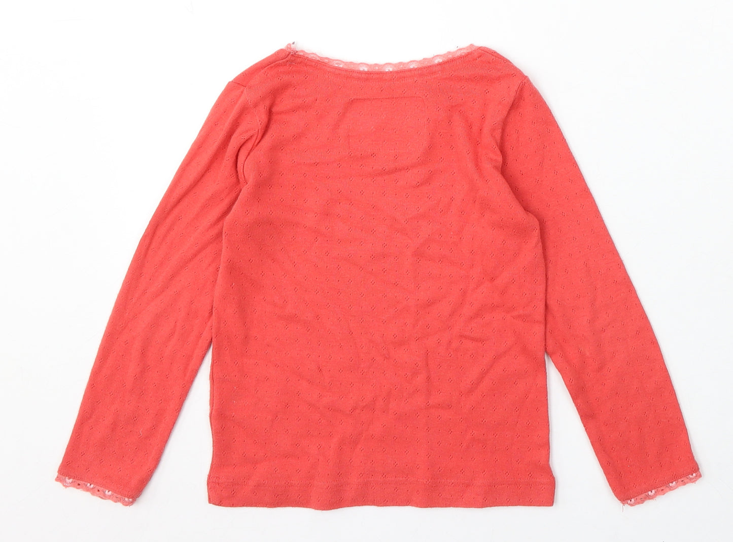 Boden Girls Red Round Neck Cotton Pullover Jumper Size 5-6 Years