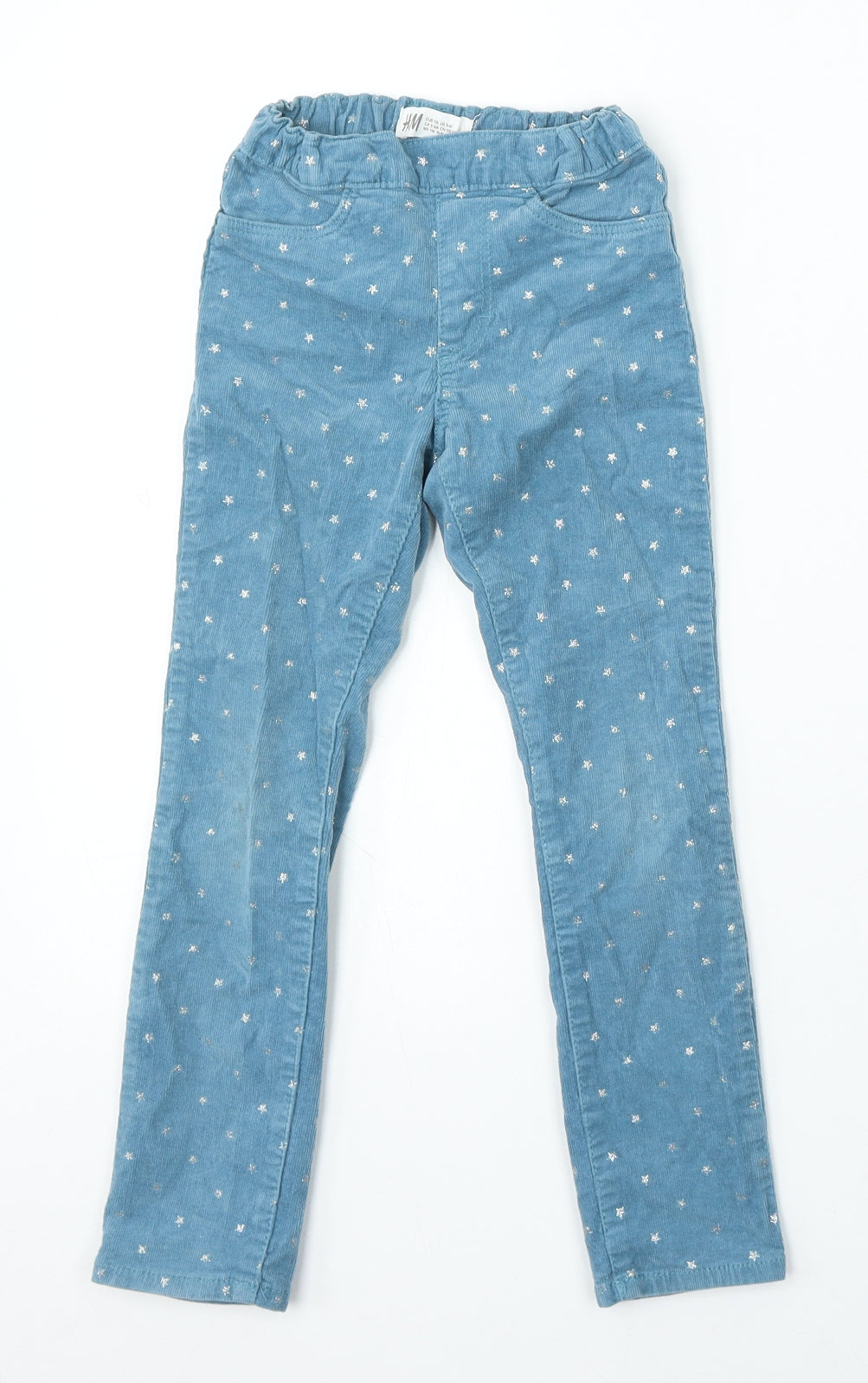 H&M Girls Blue Geometric Cotton Skinny Jeans Size 6 Years Regular - Star Print