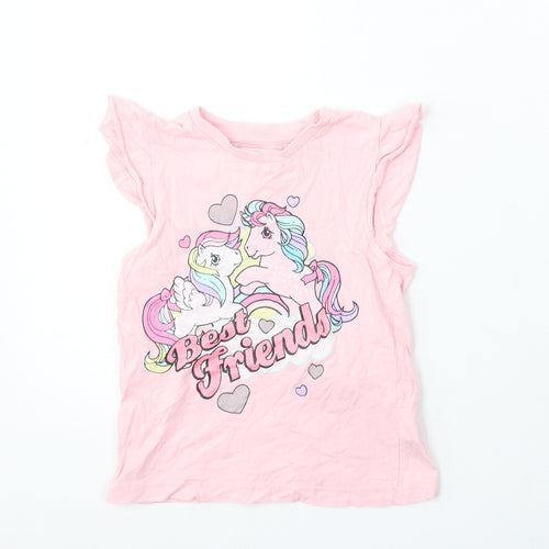 My Little Pony Girls Pink Cotton Basic T-Shirt Size 5-6 Years Round Neck - Best Friends