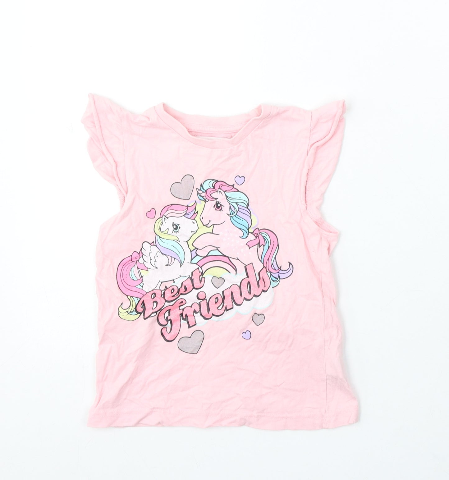 My Little Pony Girls Pink Cotton Basic T-Shirt Size 5-6 Years Round Neck - Best Friends