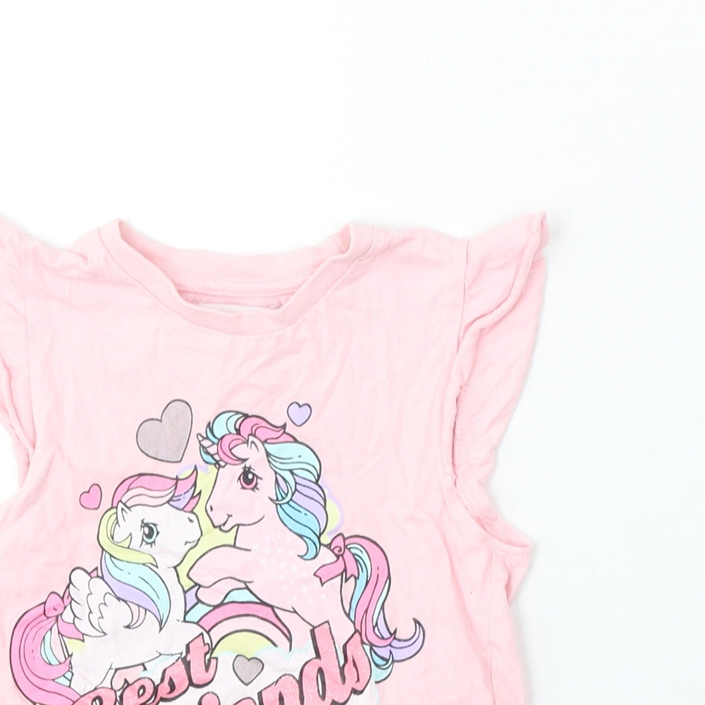 My Little Pony Girls Pink Cotton Basic T-Shirt Size 5-6 Years Round Neck - Best Friends