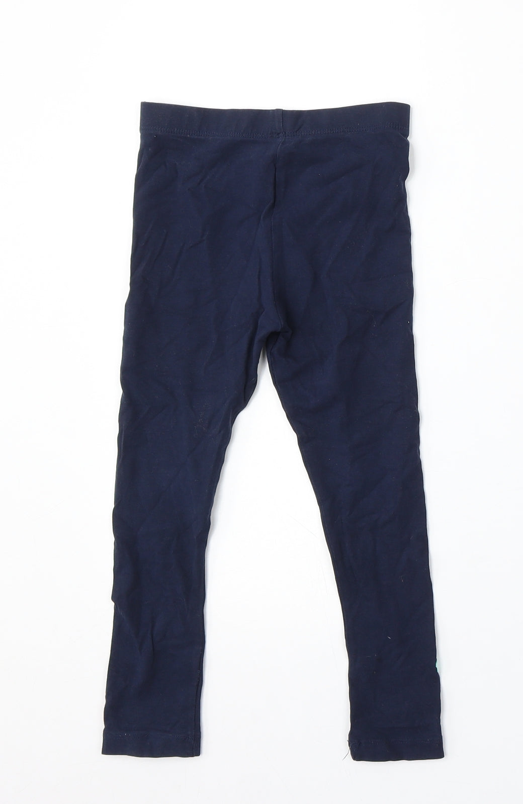 Marks and Spencer Girls Blue Cotton Jogger Trousers Size 5-6 Years Regular - Flower Embroidery