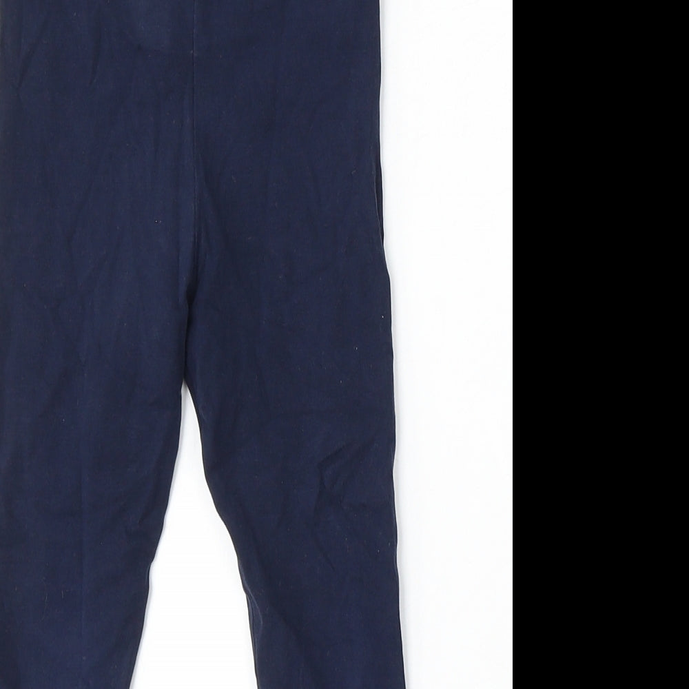 Marks and Spencer Girls Blue Cotton Jogger Trousers Size 5-6 Years Regular - Flower Embroidery