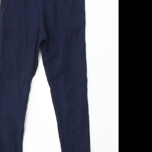 Marks and Spencer Girls Blue Cotton Jogger Trousers Size 5-6 Years Regular - Flower Embroidery
