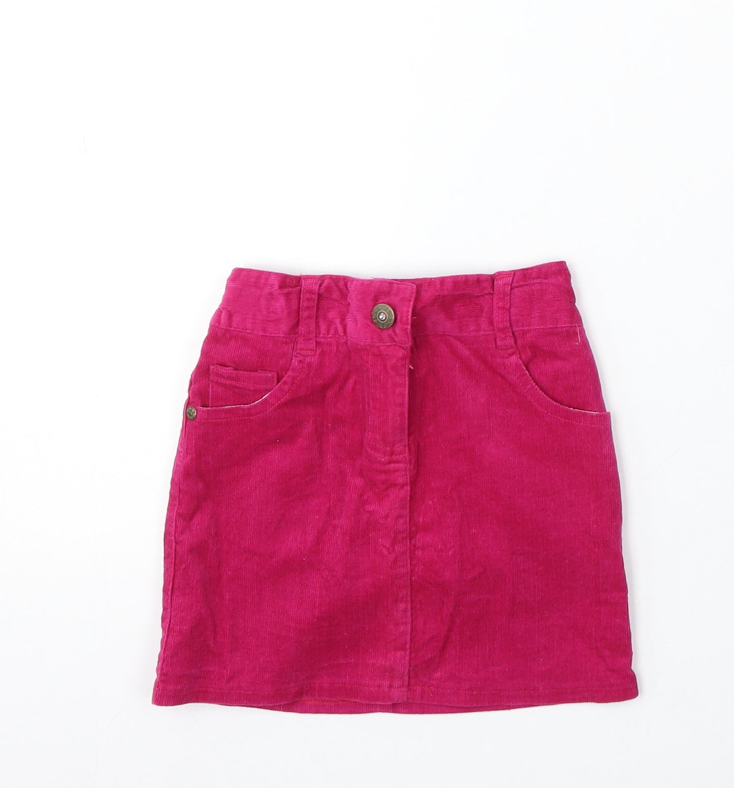 Dunnes Stores Girls Pink Cotton A-Line Skirt Size 5 Years Regular Button