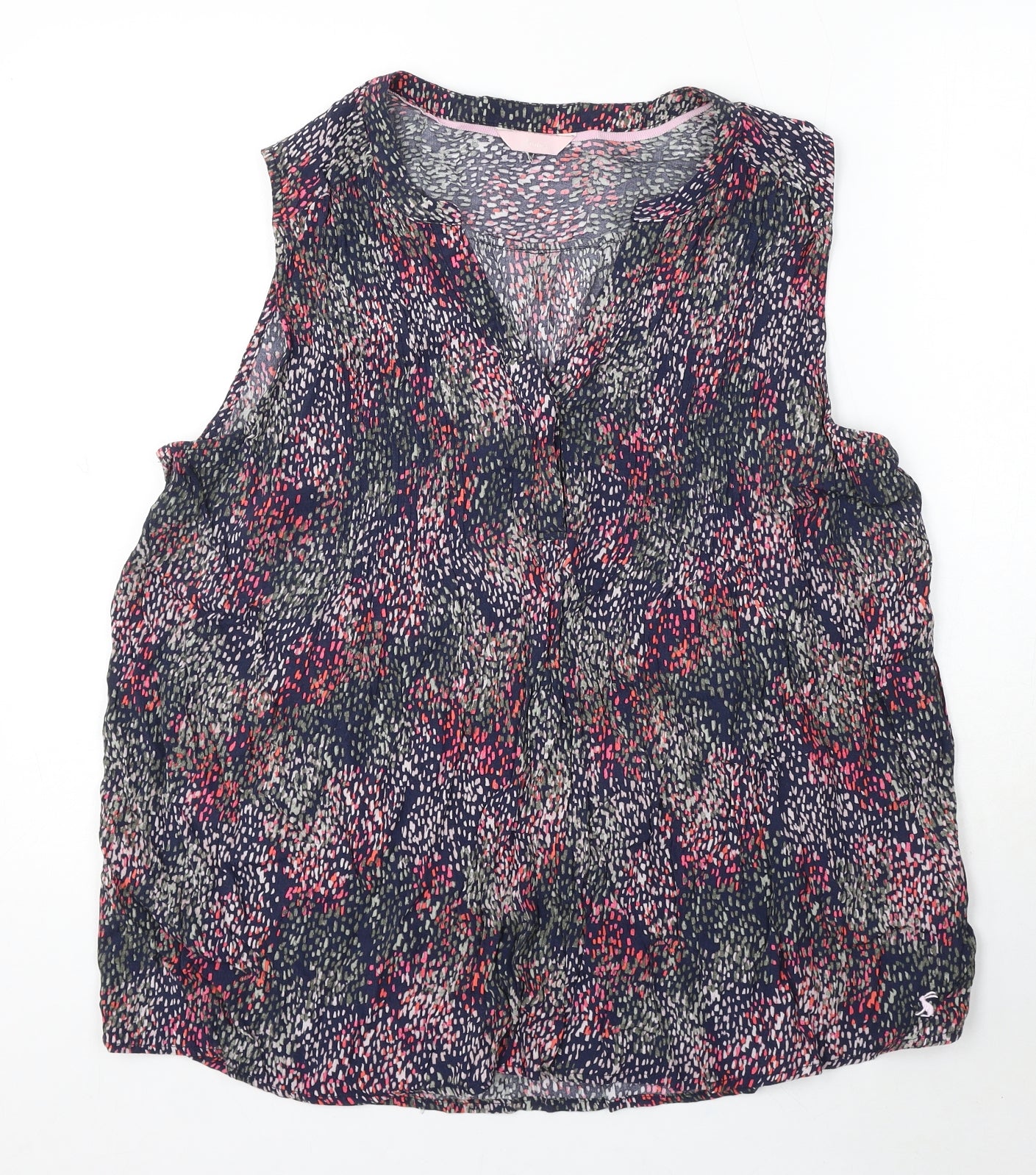 Joules Womens Multicoloured Floral Viscose Basic Blouse Size L V-Neck