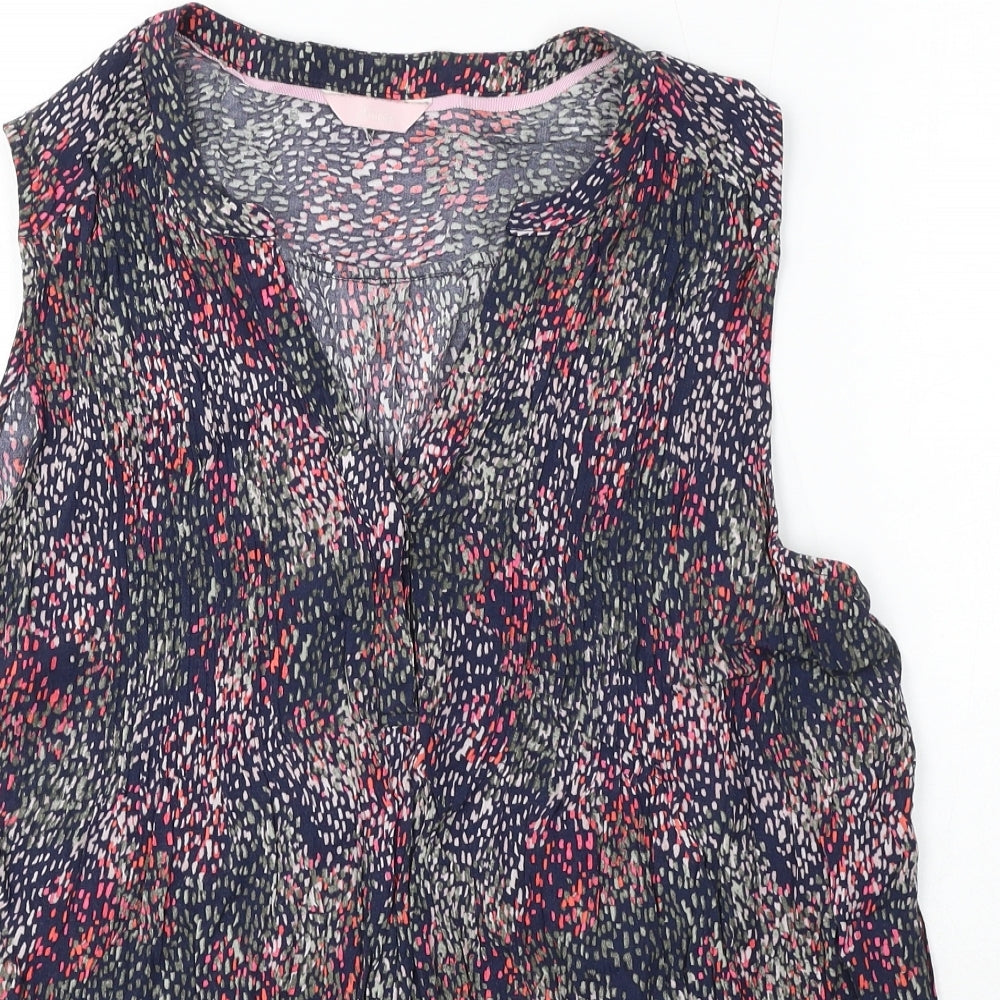 Joules Womens Multicoloured Floral Viscose Basic Blouse Size L V-Neck