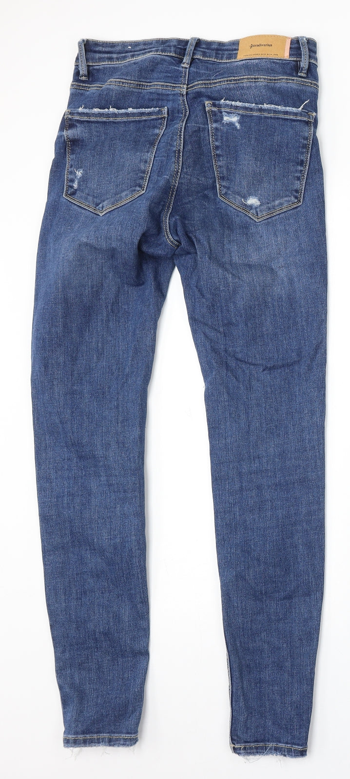 Stradivarius Womens Blue Cotton Skinny Jeans Size 8 L28 in Regular Button