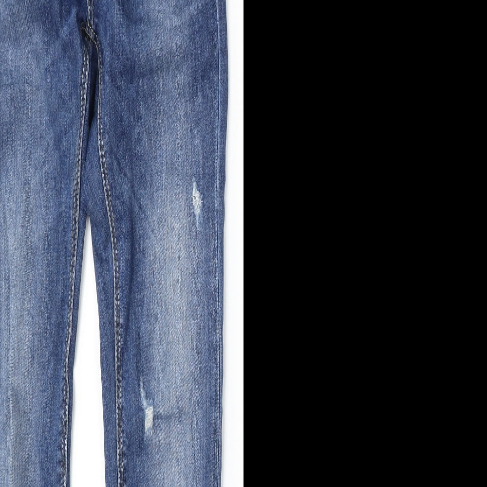 Stradivarius Womens Blue Cotton Skinny Jeans Size 8 L28 in Regular Button