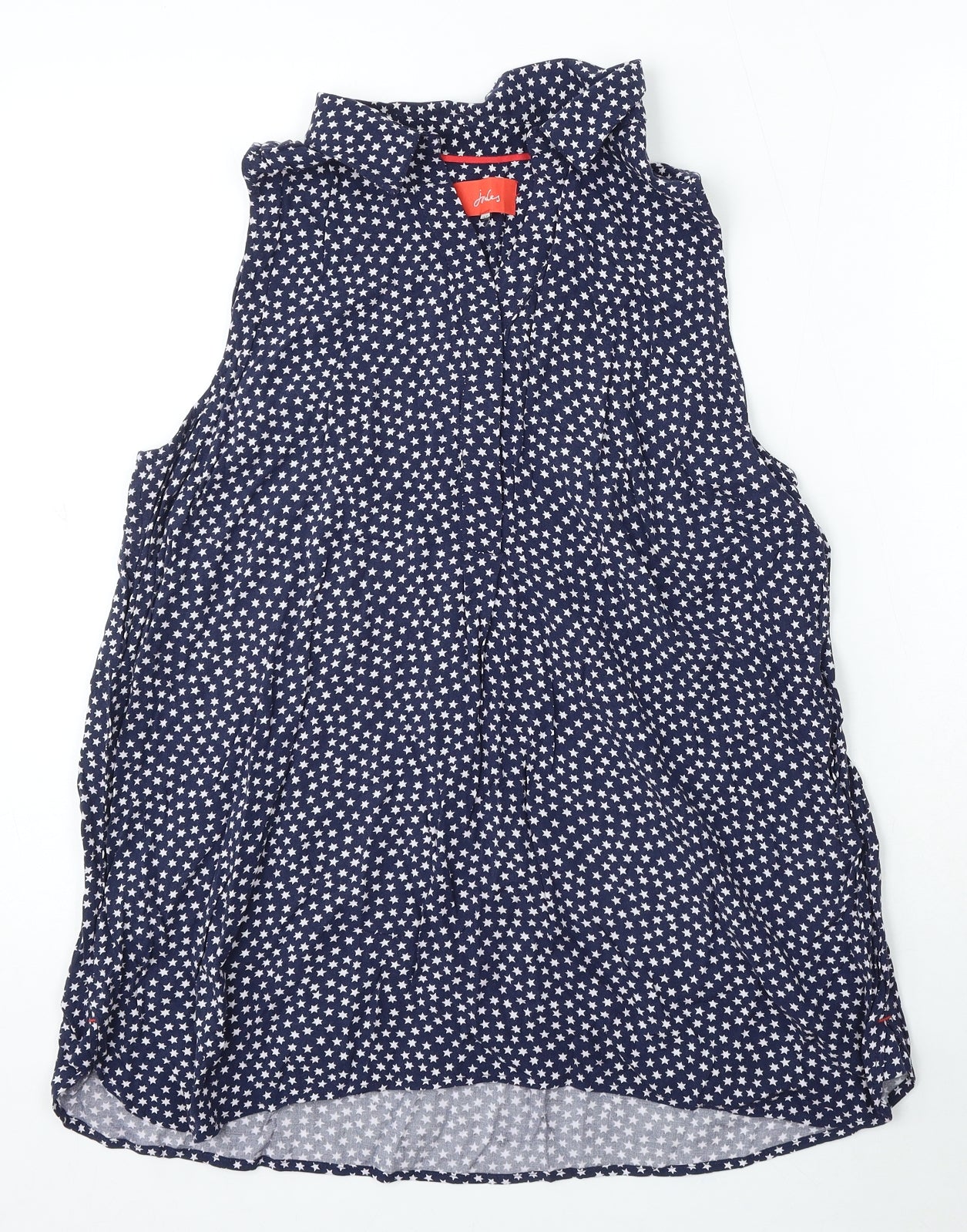 Joules Womens Blue Geometric Viscose Basic Tank Size 14 Round Neck