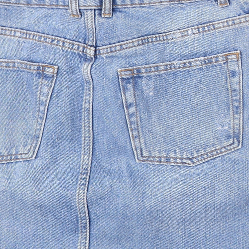 Topshop Womens Blue Cotton A-Line Skirt Size 10 Button