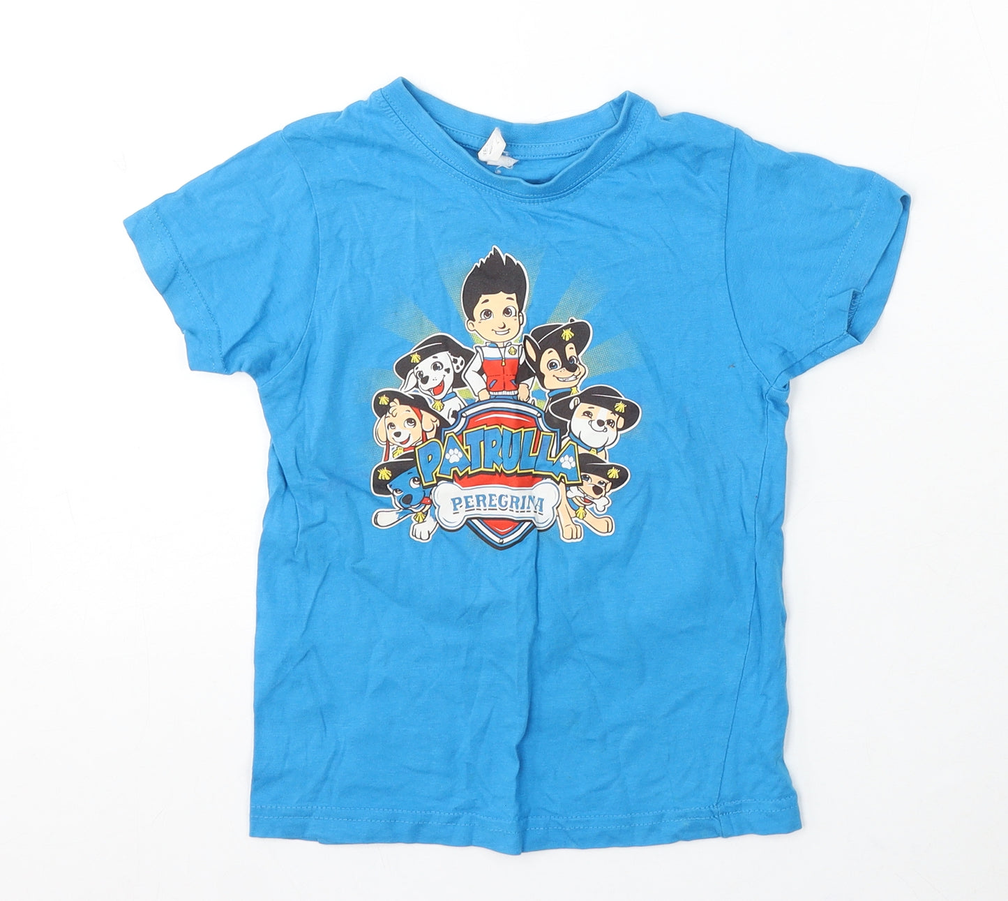 ROXY Boys Blue Cotton Basic T-Shirt Size 5-6 Years Round Neck - Paw Patrol