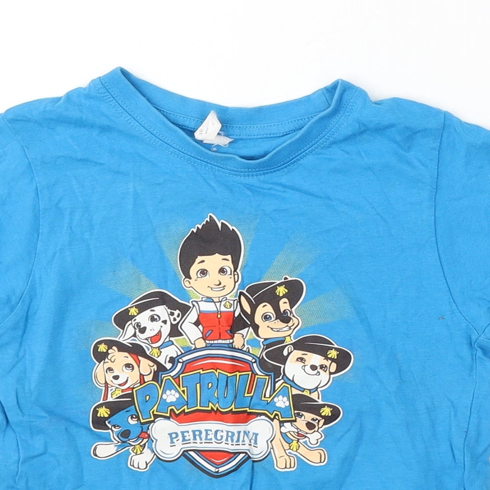 ROXY Boys Blue Cotton Basic T-Shirt Size 5-6 Years Round Neck - Paw Patrol