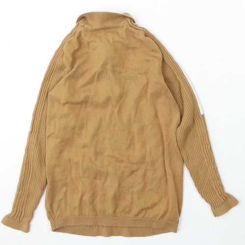River Island Girls Brown Collared Cotton Pullover Jumper Size 7-8 Years Zip