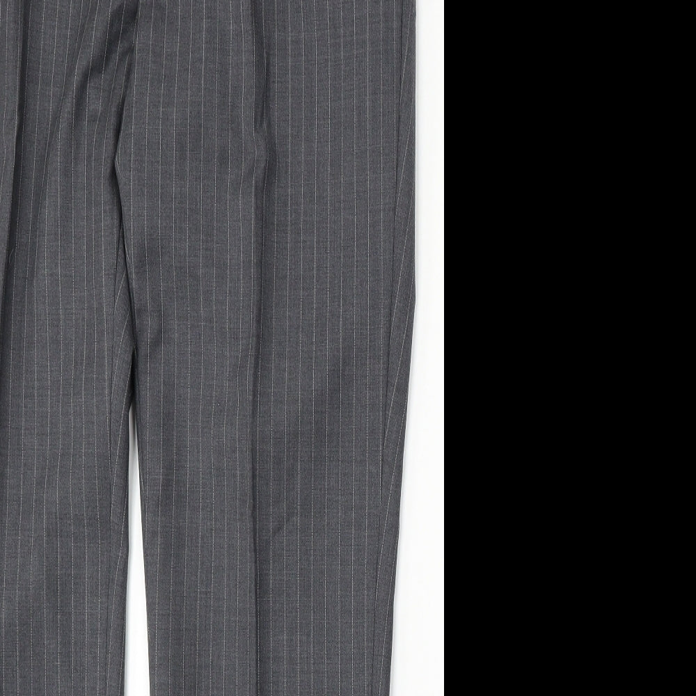 Preworn Mens Grey Striped Wool Trousers Size 36 L32 in Regular Button