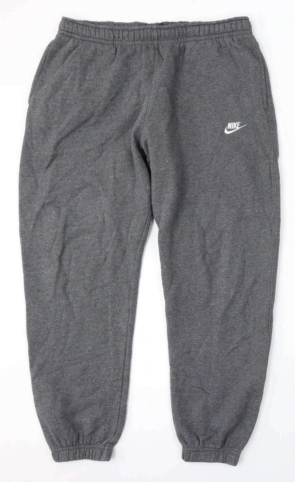 Nike Mens Grey Cotton Jogger Trousers Size XL L31 in Regular Tie