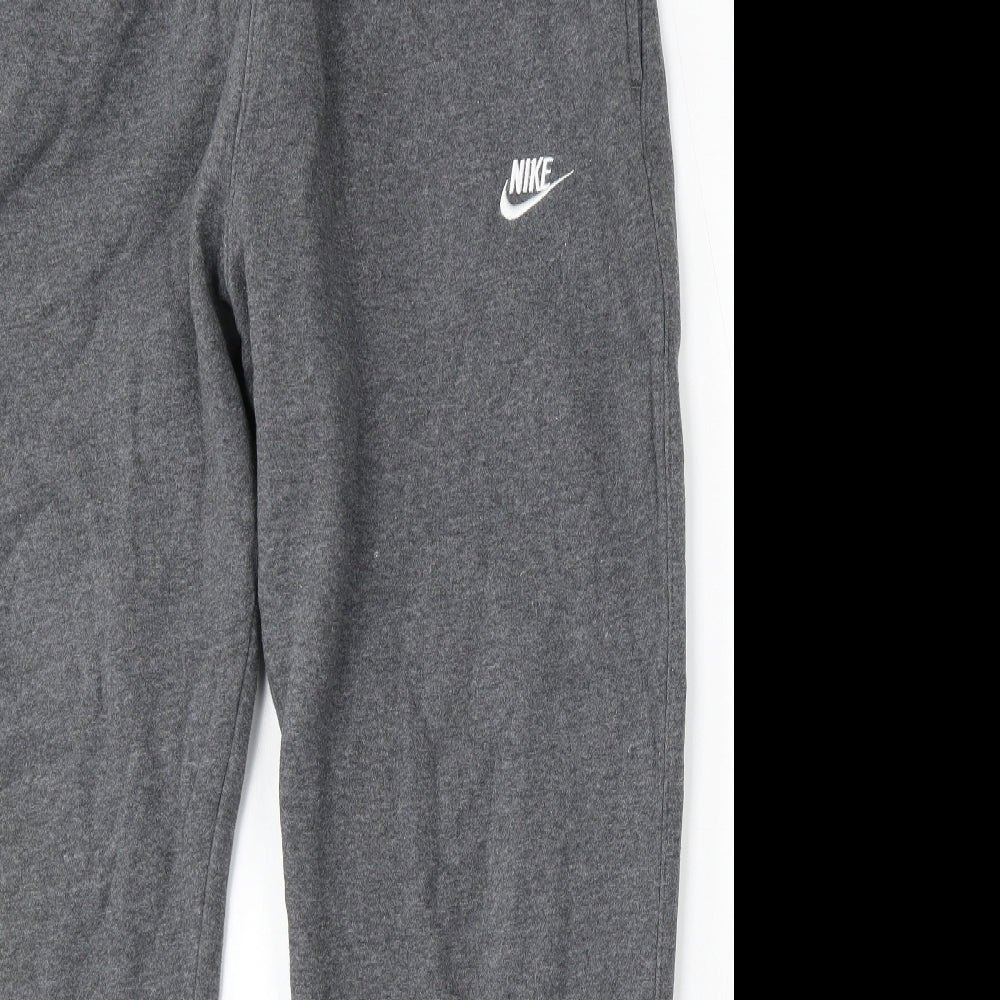 Nike Mens Grey Cotton Jogger Trousers Size XL L31 in Regular Tie