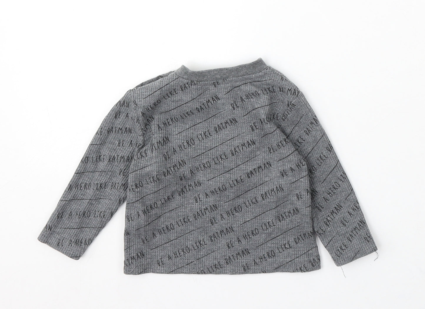 Batman Boys Grey Geometric Polyester Pullover Jumper Size 3-6 Months Snap