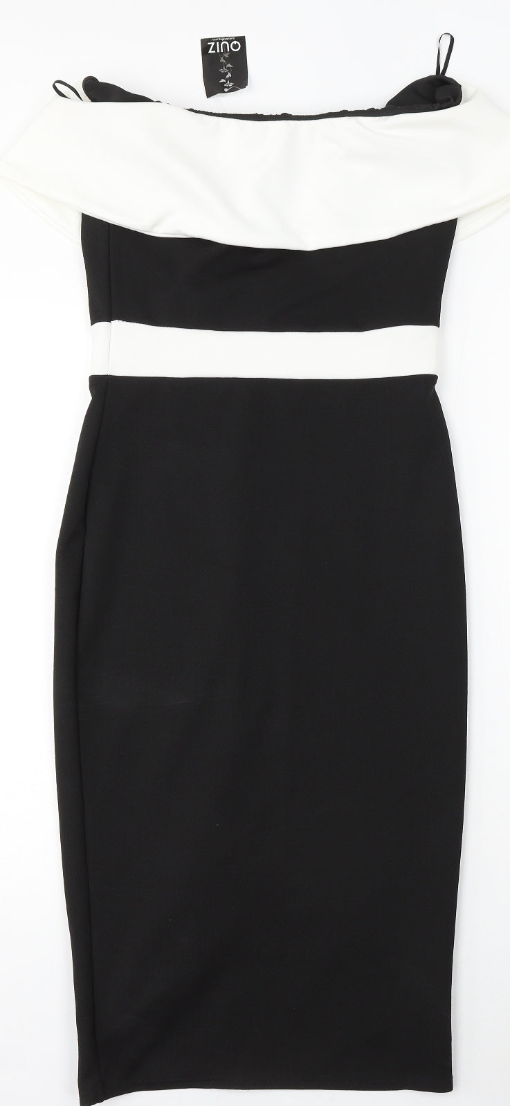 Quiz Womens White Polyester Bodycon Size 10 Round Neck
