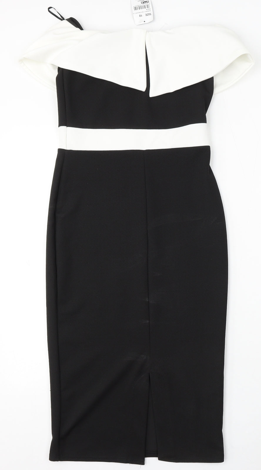 Quiz Womens White Polyester Bodycon Size 10 Round Neck