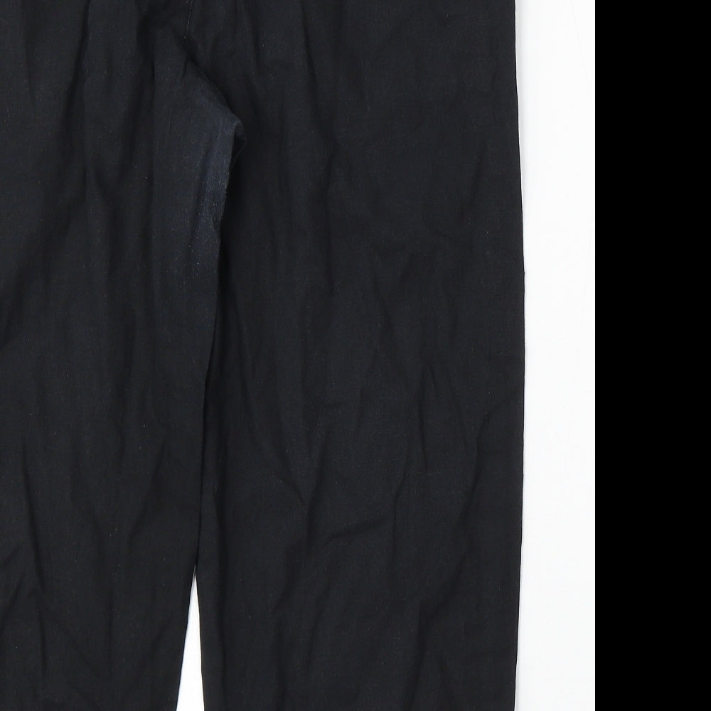 F&F Womens Black Linen Capri Trousers Size 12 L23 in Regular Button