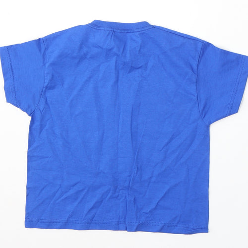 Fruit of the Loom Boys Blue Cotton Basic T-Shirt Size 3-4 Years Round Neck - Rangers FC