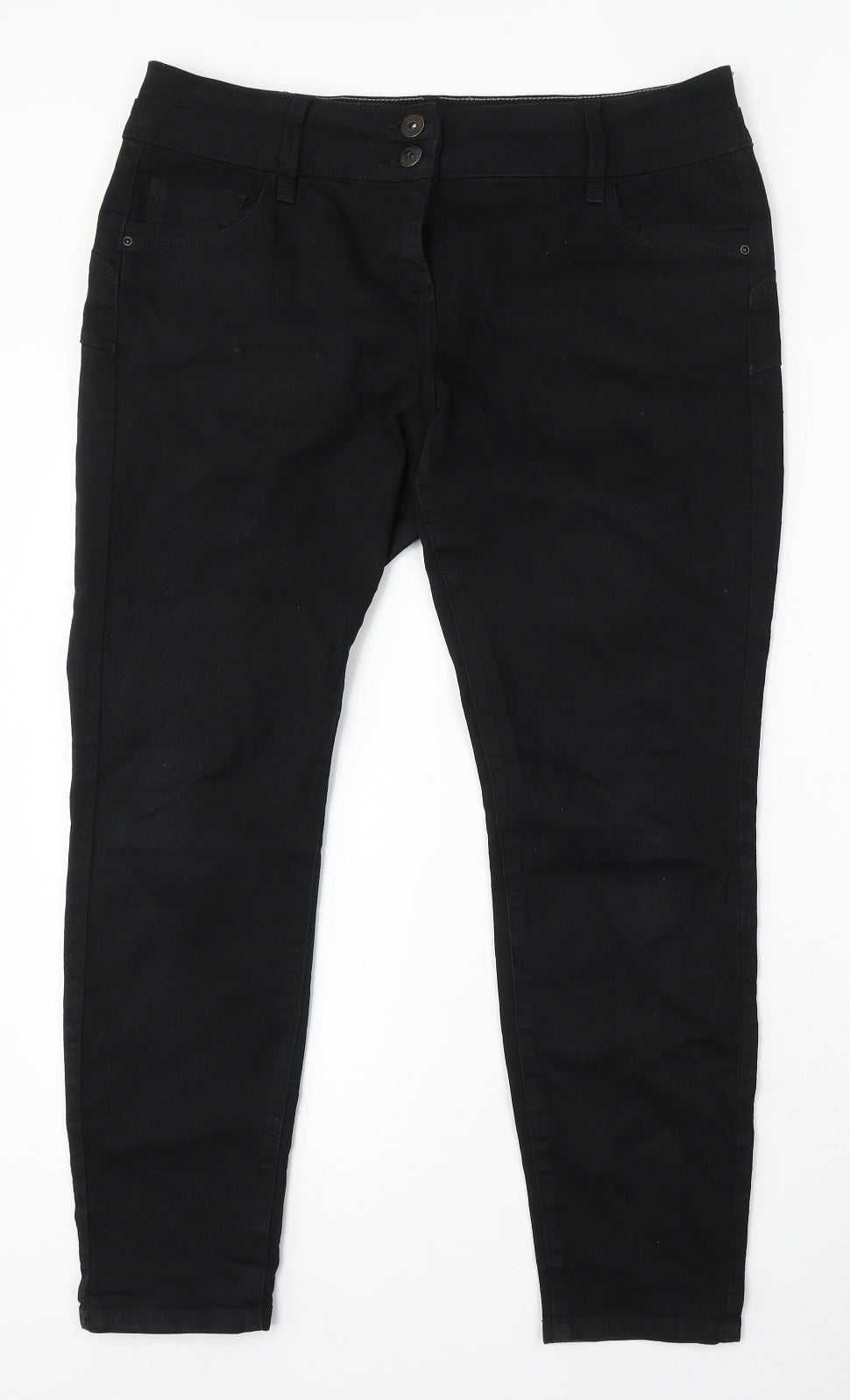 NEXT Womens Black Cotton Skinny Jeans Size 16 L28 in Regular Button