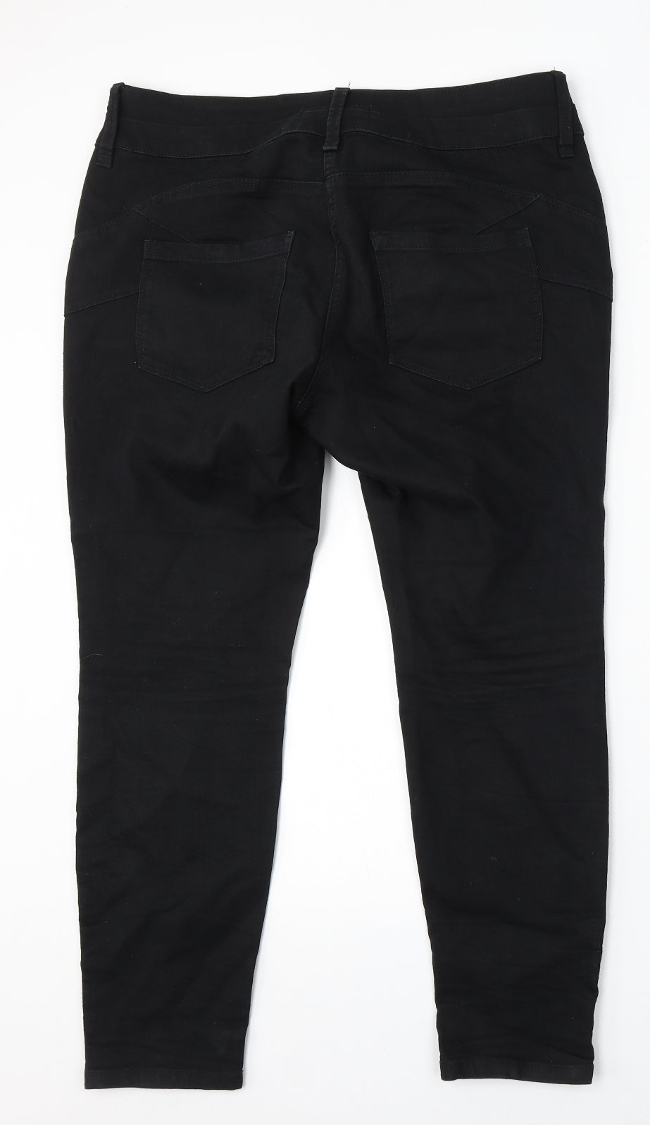 NEXT Womens Black Cotton Skinny Jeans Size 16 L28 in Regular Button