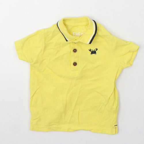 F&F Boys Yellow Cotton Basic Polo Size 3-6 Months Collared Button - Crab
