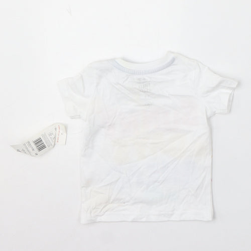 F&F Boys White Cotton Basic T-Shirt Size 3-6 Months Round Neck - Sunny Days Ahead