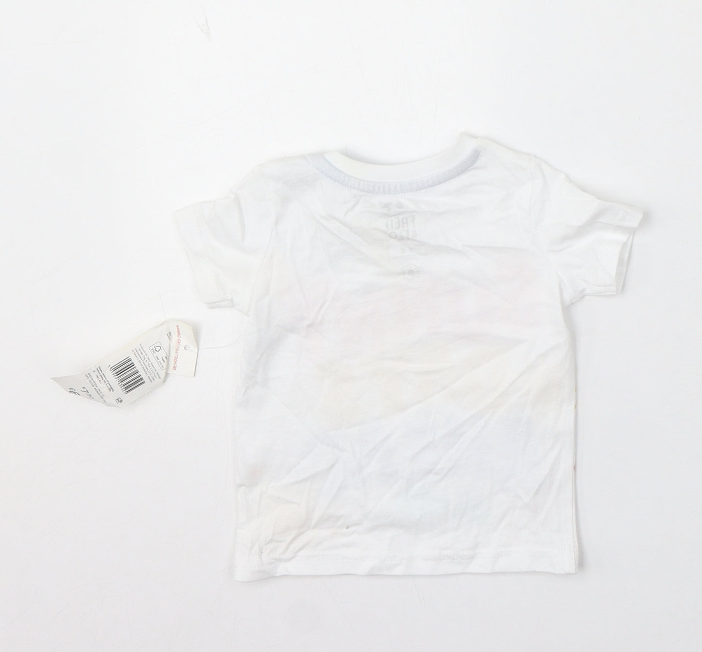 F&F Boys White Cotton Basic T-Shirt Size 3-6 Months Round Neck - Sunny Days Ahead