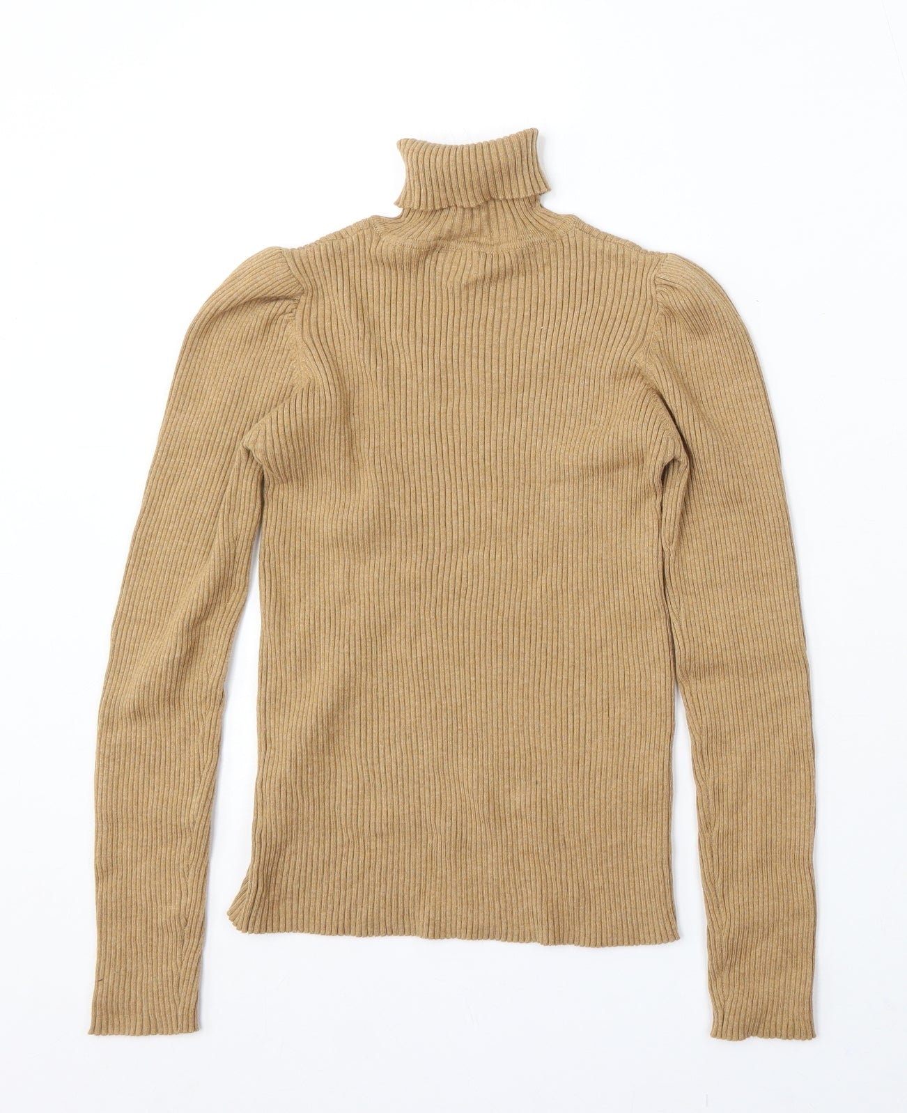 NEXT Girls Beige Roll Neck Cotton Pullover Jumper Size 10 Years