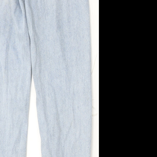 New Look Girls Blue Cotton Straight Jeans Size 11 Years Regular Button - Mom Fit Distressed